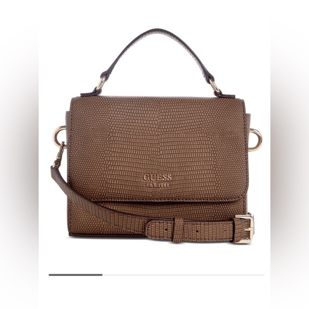 Guess Lyndi Mini Top Handle Flap Crossbody in the Chestnut
